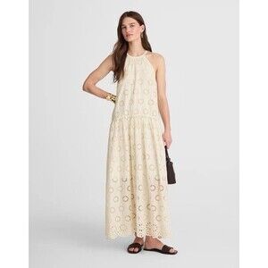 Madewell NWT Embroidered Drop-Waist Maxi Dress Floral halter neckline NWT Size S